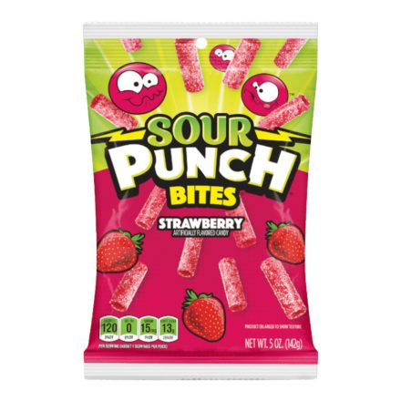 SOUR PUNCH BITES STRAWBERRY SAVANYÚ GUMICUKOR 142G