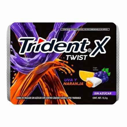 Trident X Twist Uvay Naranja szőlő és narancs ízű rágó 13,3g