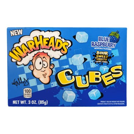 Warheads Blue Raspberry Cubes kék málna ízű savanyú gumicukor 85g