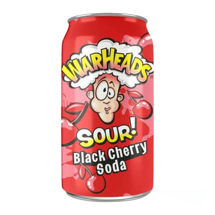 Warheads Sour Black Cherry Soda cseresznye ízű savanyú üdítőital 330ml