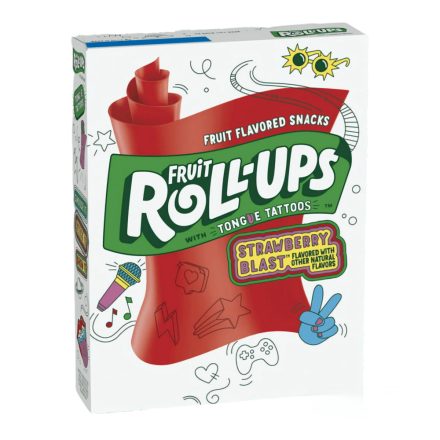 Fruit Roll Ups Strawberry felcsavarható eper ízű gumicukor tetoválással 141g