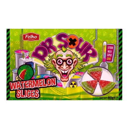 Dr Sour Watermelon Slices görögdinnye ízű és formájú savanyú gumicukor 80g