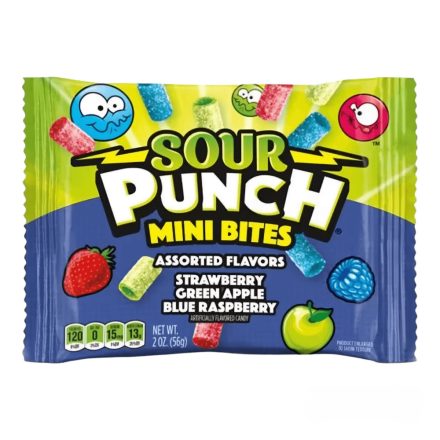 Sour Punch Mini Bites gyümölcs ízű savanyú gumicukor 57g