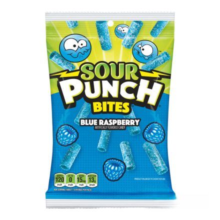 Sour Punch Bites Blue Raspberry kék málna ízű savanyú gumicukor 105g