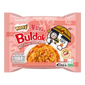   SamYang Buldak Csirke Rosé Bacon és Sonka Ízesítésű Tészta 140g Korea
