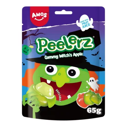 Amos boszorkány almája Halloween-i hámozható gumicukor alma ízben 65g