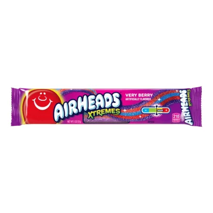 Airheads Xtremes Belts Very Berry savanyú vegyes bogyós gumiszalag 57g Amerika