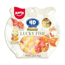 Amos Lucky Fish mangó és barack ízű 4d gumicukor 55g