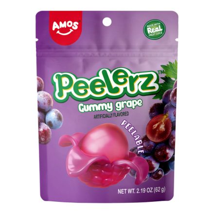 Amos Peelerz Grape lila szőlő ízű hámozható gumicukor 65g
