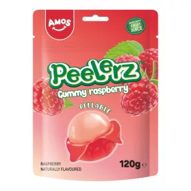   Amos Peelerz Gummy Raspberry hámozható málna ízű gumicukor 120g Amerika
