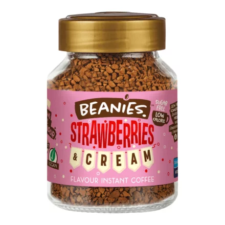  Beanies Strawberries&Cream ízesítésű azonnal oldódó kávé 50g Anglia