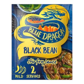   Blue Dragon Black Bean Stir Fry Sauce Kínai stílusú wok szósz sózott fekete szójababbal, sötét szójaszósszal, fokhagymával és gyömbérrel 120g Anglia