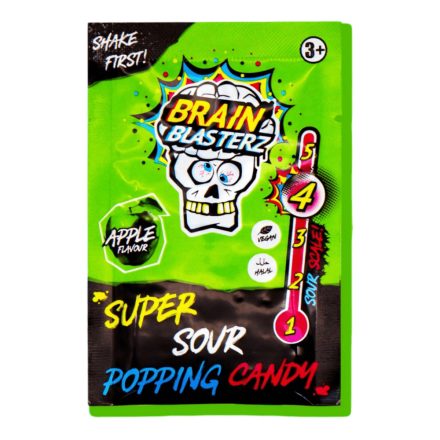 Brain Blasterz Popping Candy Pattogós cukorka zöld alma ízben 10g