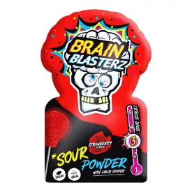   Brain Blasterz Sour Powder Lolly Dipper Mártogató savanyú nyalóka eper ízben 10g