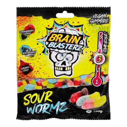 Brain Blasterz Sour Wormz savanyú kukac formájú gumicukor 100g