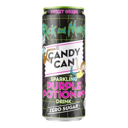 Candy Can Rick és Morty Purple Potion édes lila szőlő ízű szénsavas üdítőital 330ml