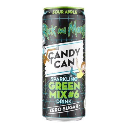 Candy Can Rick and Morty Zöld Mix savanyú zöld alma ízű szénsavas üdítőital 330ml