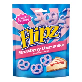  Flipz Strawberry Cheesecake epres sajttorta ízű limitált kiadású bevont perec 90g Anglia