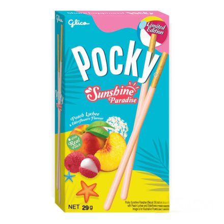 Glico Summer Paradise Őszibarack, Licsi, Bodzavirág Ízű Pocky 29g