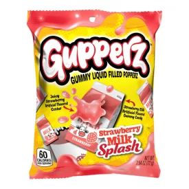   Gupperz Strawberry Milk Splash epres tej ízű töltött gumicukor 72g Amerika