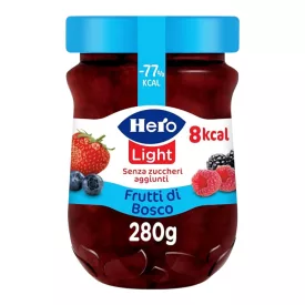   Hero Light bogyós gyümölcs ízesítésű lekvár gyümölcs darabokkal 280g Olaszország
