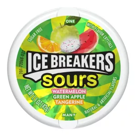   ICE BREAKERS SOURS ASSORTED FRUIT DINNYE ALMA MANDARIN ízben 42G