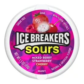 ICE BREAKERS SOURS ASSORTED FRUIT PIROS GYÜMÖLCSÖK 42G