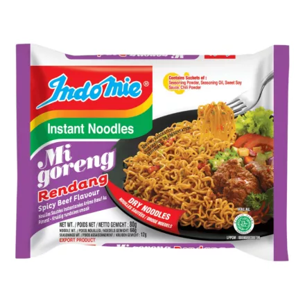 Indomie Mi Goreng Rendang fűszeres marha ízű instant tészta 80g Indonézia