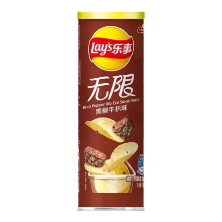 Lays Stax Black Pepper Rib Eye Steak bors és steak ízű chips 90g KÍNA