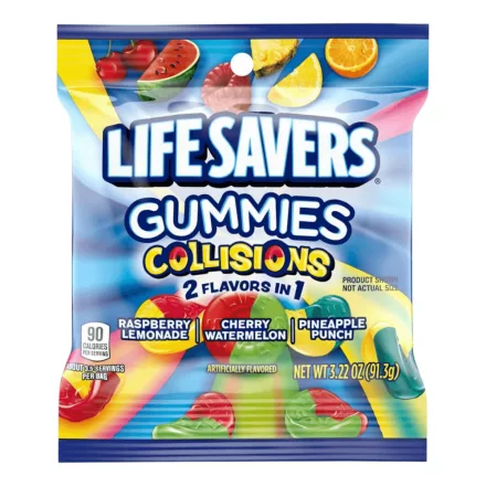 Lifesavers Gummies Collisions karika formájú gumicukor vegyesgyümölcs ízben 91g Amerika