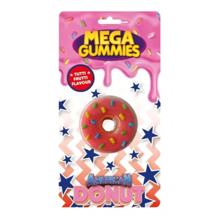Mega Gummies American Donut tutti frutti ízű fánk formájú gumicukor 120g