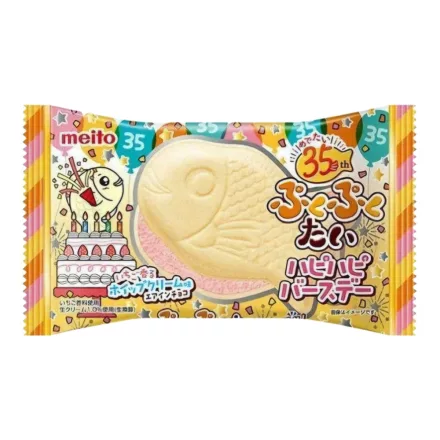 Meito Puku puku Tai Air-In japán hal formájú eperhabos ostya 16g