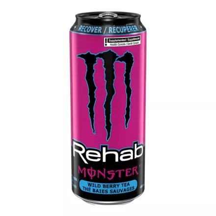 Monster Rehab Recover vad bogyós gyümölcs tea ízű energiaital 458ml Kanada