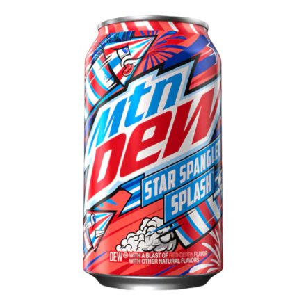 Mountain Dew Star Spangled splash málna és eper ízű szénsavas üdítőital 355ml