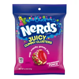   Nerds Juicy Gummy Clusters eper puncs ízű rágós és ropogós cukorka gumicukor 127g Amerika