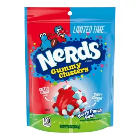    Nerds gummy clusters berry punch rush bogyós gyümölcs és punch ízű limitált kiadású gumicukor 226g Amerika