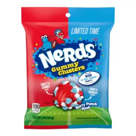    Nerds gummy clusters berry punch rush bogyós gyümölcs és punch ízű limitált kiadású gumicukor 141g Amerika