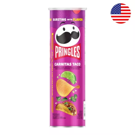 Pringles Carnitas Taco Mexikói tépett sertéshúsos fűszeres tacos ízű chips 158g Amerika 