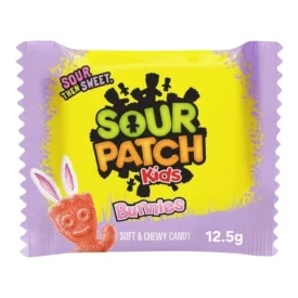     Sour Patch Kids Easter Bunnies savanyú vegyes gyümölcsös húsvéti nyuszi gumicukor 12,5g Amerika