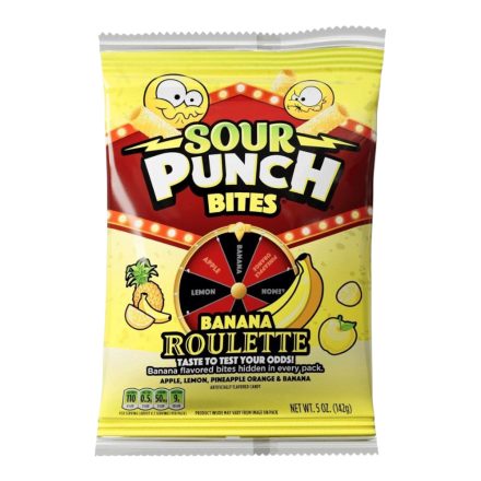 Sour Punch Bites Banana Roulette banános gumicukor 142g Amerika
