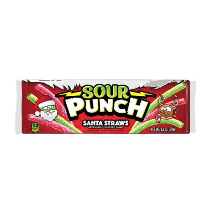 Sour Punch Santa Straws Green Apple and Berry savanyú gumicukor 91g