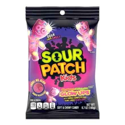 Sour Patch Kids Glow Ups savanyú UV fényben világító gumicukor 190g Amerika