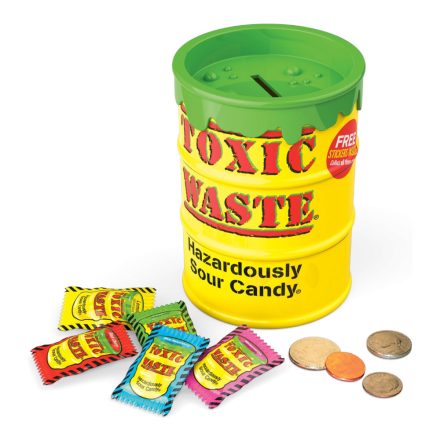  Toxic waste sárga hordós persely extra savanyú cukorkákkal 84g Amerika