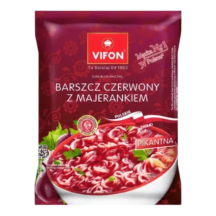 Vifon Barszcz Czerwony Red Beet Noodles céklás instant tészta 67g Vietnám
