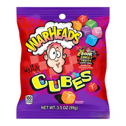 Warheads Cubes Savanyú és édes rágós gyümölcsös cukorka 99g