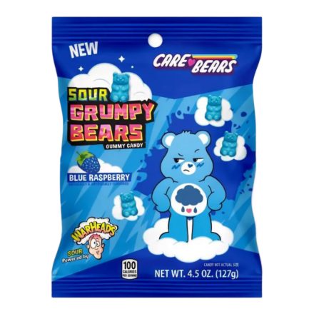 Warheads Sour Grumpy Bears Blue Raspberry málna ízű savanyú gumicukor 127g