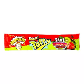   Warheads Sour Taffy 2-in-1 Tropical Savanyú cukorka Kiwi és eper ízben 42g