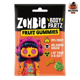   Zombie Bodie Partz Fruit Gummies zombie testrészek formájú vegyesgyümölcs ízű cukormentes Gumicukor 35g
